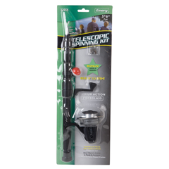 Fishing telescopic kit spinning rod reel hooks sinkers floats