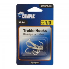 Fishing tackle hooks treble nickle sharp